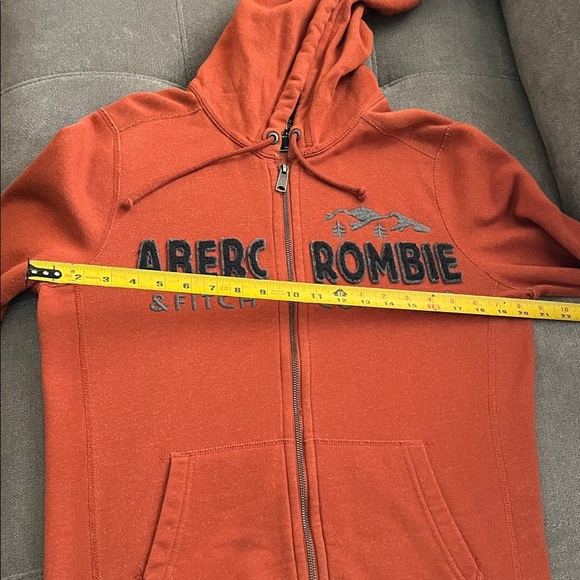 Abercrombie & Fitch Men's Zip-Up Sweater in Vibrant Orange used good condition - Picture 4 of 11